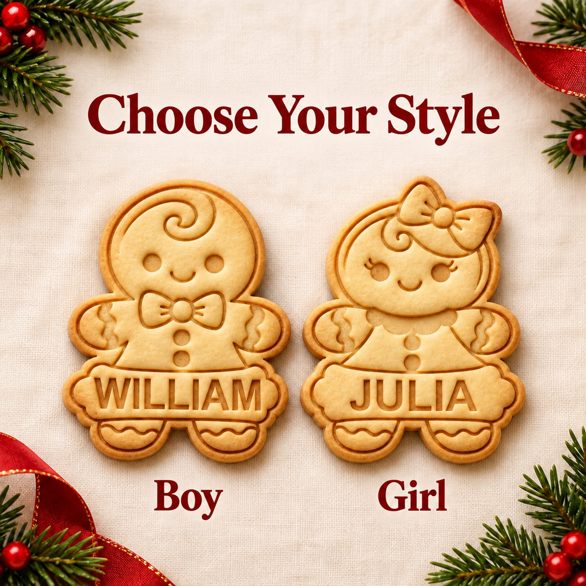 Personalized Gingerbread Cookie Cutter & Stamp, Custom Name Christmas Baking Tool, Gift for Bakers 686984 WFD