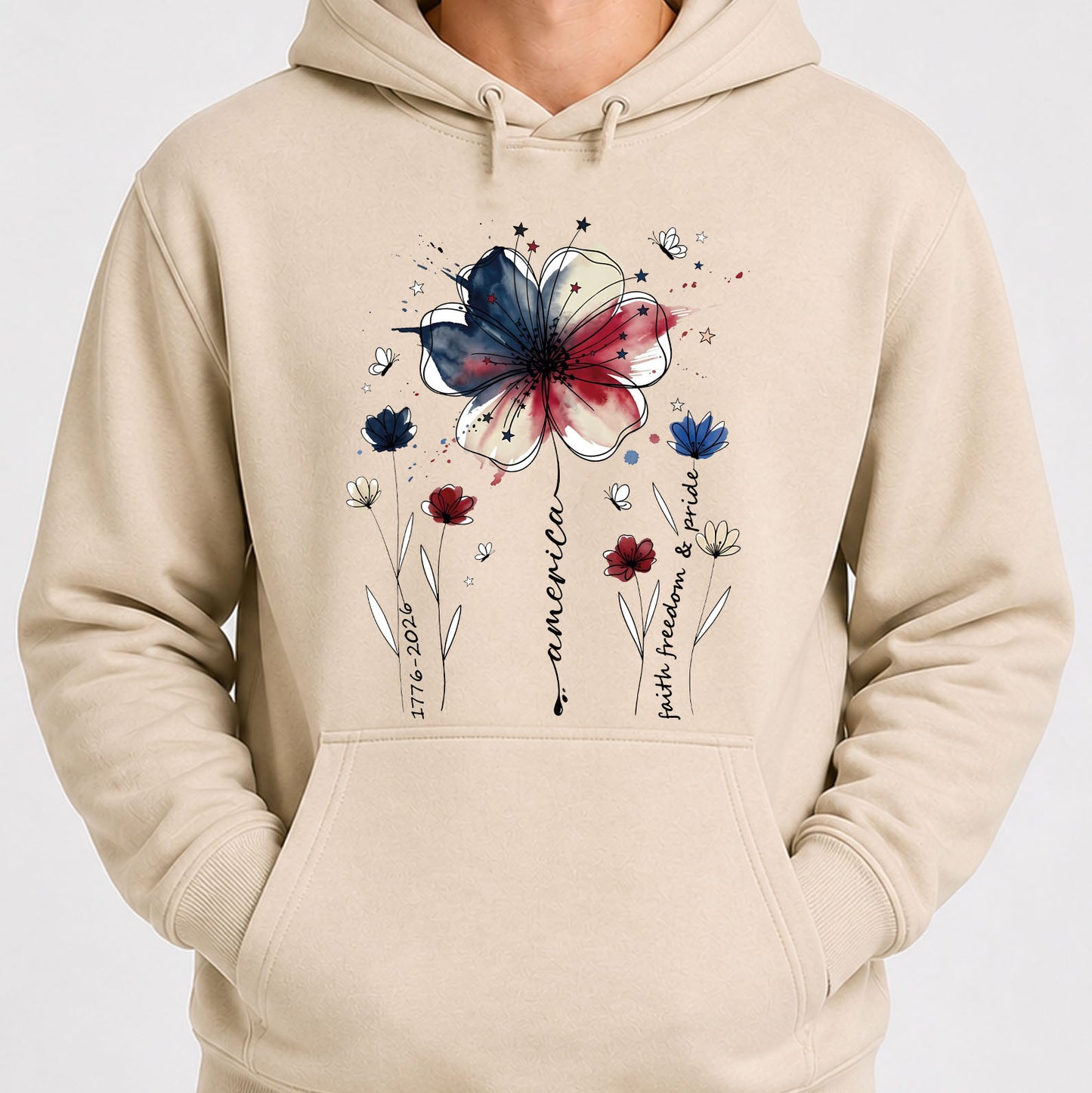 USA 250 Years Anniversary Floral Shirt, 1776–2026 Patriotic Wildflower T-Shirt, Freedom 4th of July Bright Tee 684940
