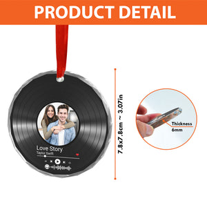 Custom Song Photo Glass Ornament | Couple Song Ornament | Photo Upload Christmas Ornament 683482