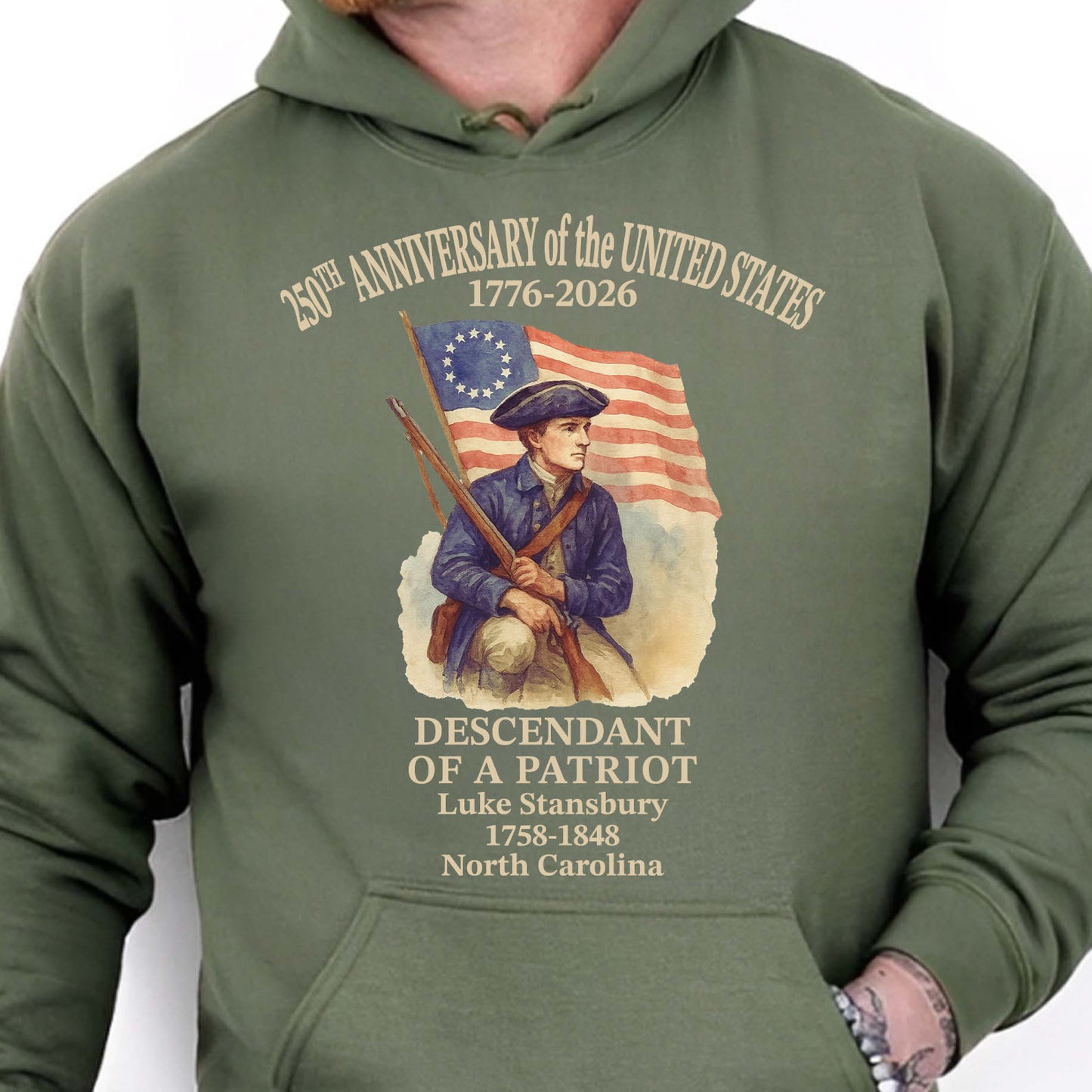 Custom Name 250 Years of America Shirt | Personalized Descendant of a Patriot | Patriotic 1776–2026 Tee 684228