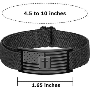 Custom American Flag Cross Nylon Bracelet For Men | Personalized Nylon Wristbands | Stocking Stuffers For Man 683876