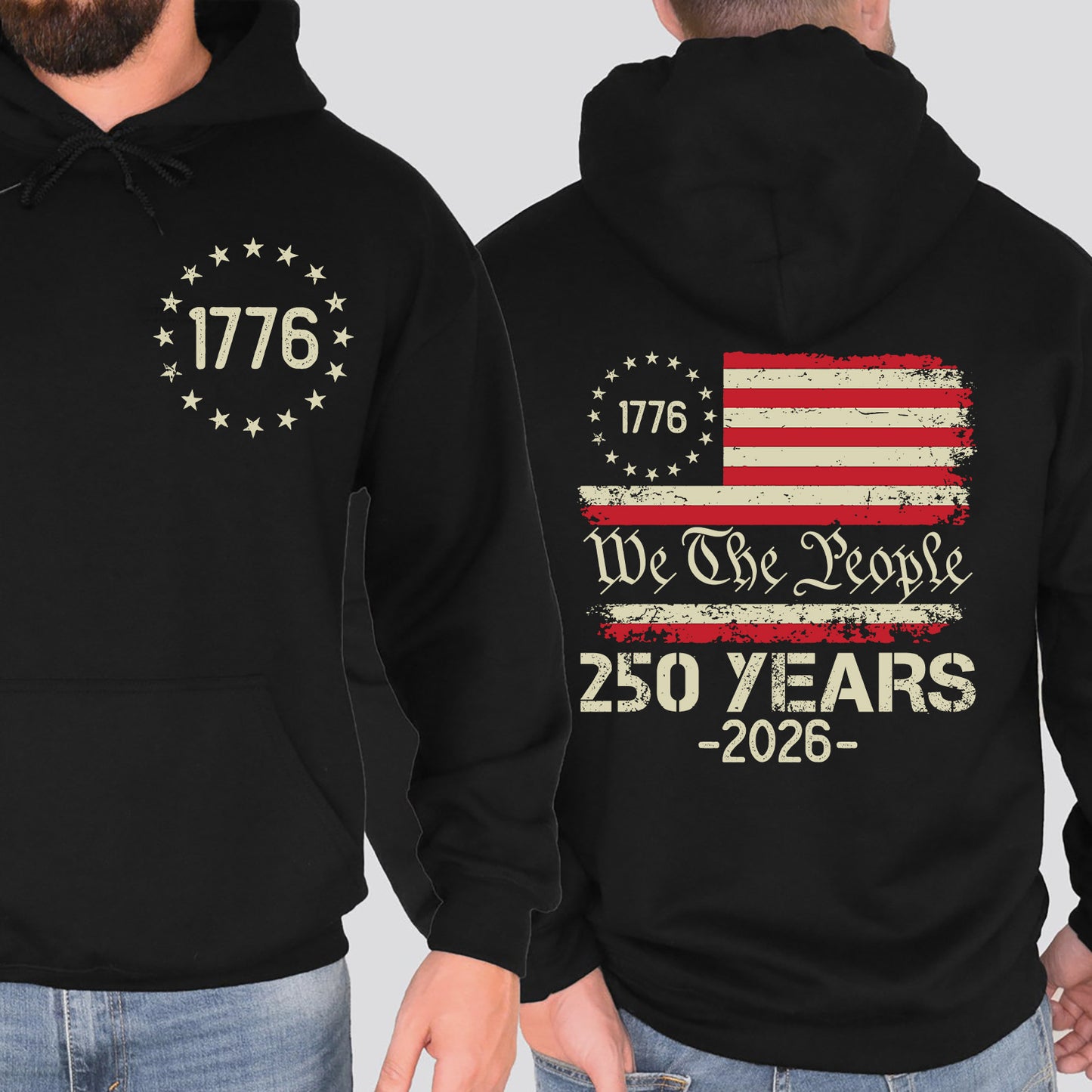 250 Years Anniversary Shirt, Patriotic 4th of July Hoodie, We The People 1776–2026 Pocket & Back Shirt 684132