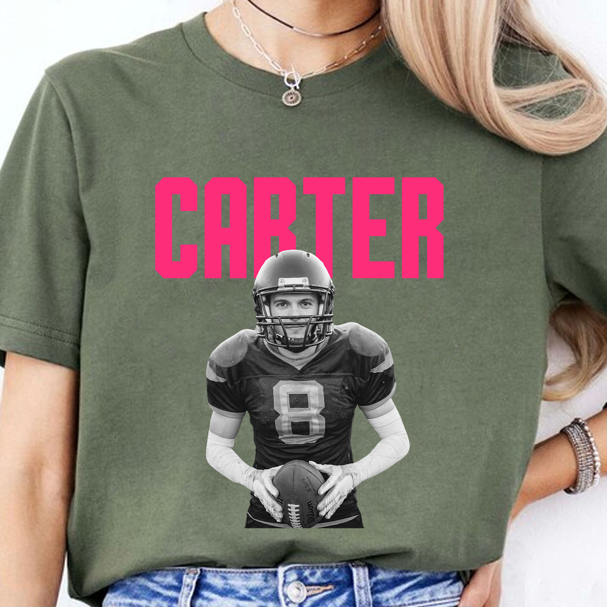 Personalized Football Mom Shirt, Custom Photo & Name Tee, Football Game Day Mom Gift 686201