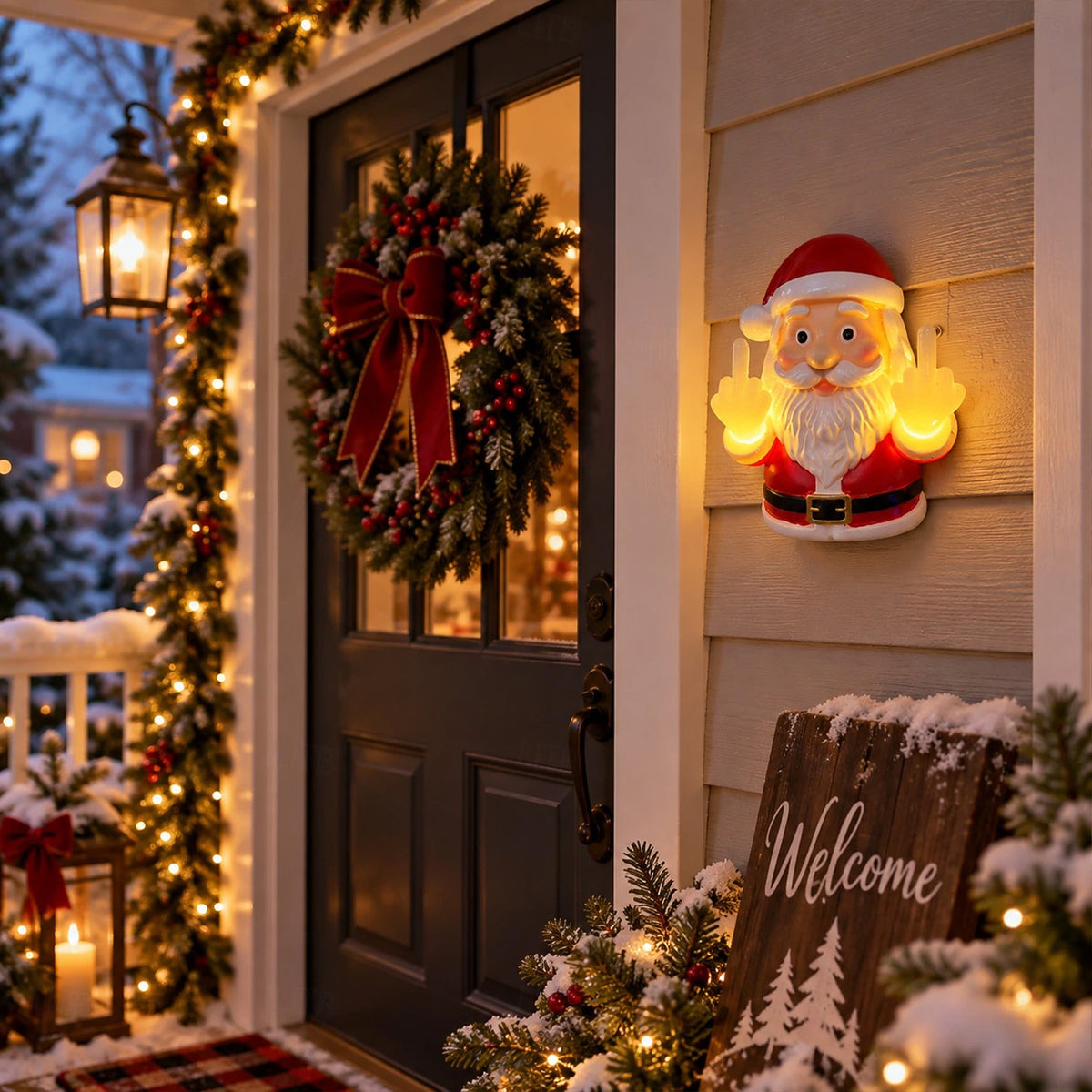 Funny Middle Finger Light Up Wall Lamp, Santa Reindeer Ghost LED Night Light, Christmas Halloween Decor 686662 WFD