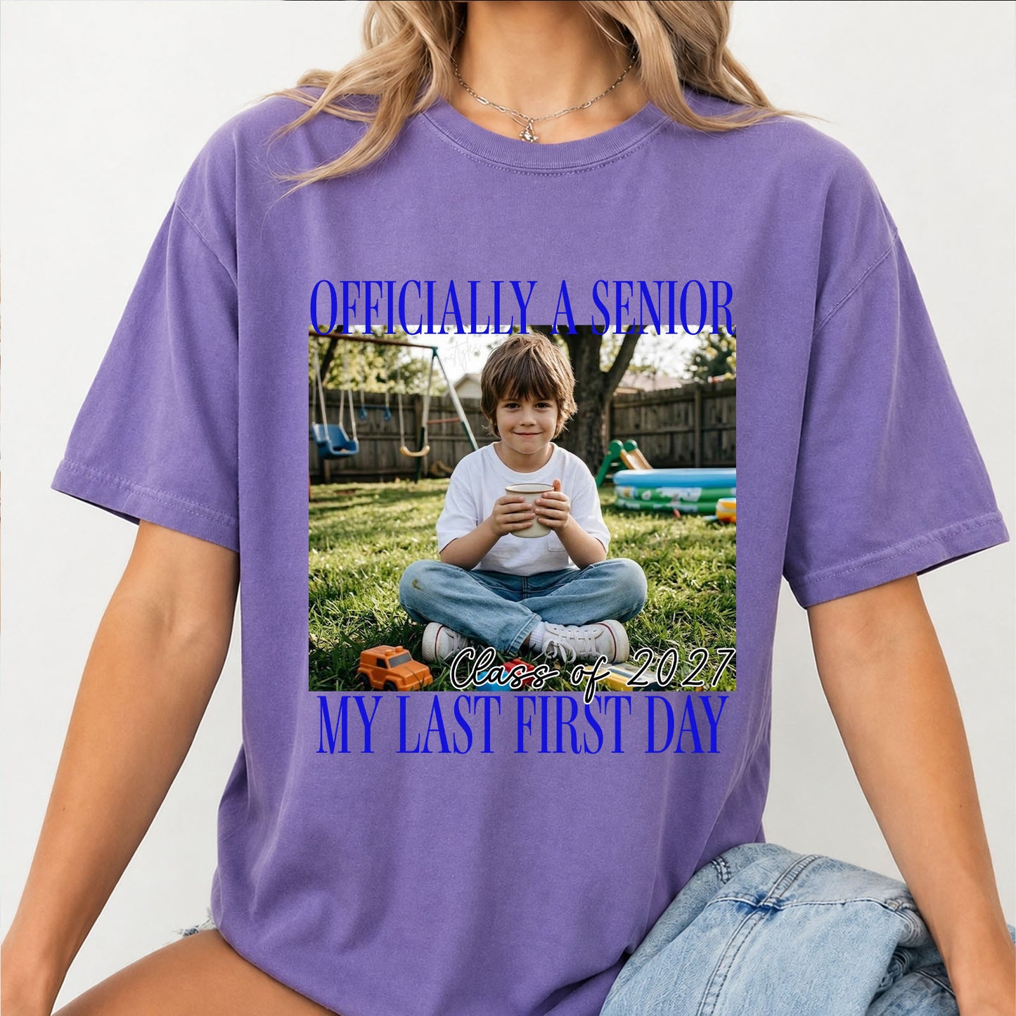 Custom Photo Senior 2027 Comfort Colors Shirt, Personalized Class of 2027 Last First Day Graduation Tee 685842