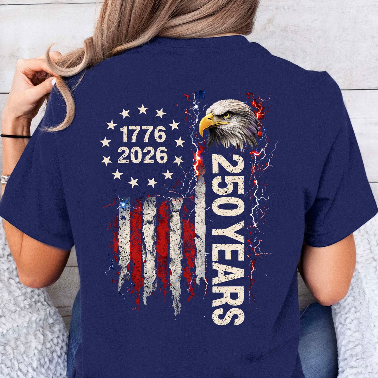 250 Years Patriotic Eagle Back Shirt, 1776-2026 US Flag T-Shirt, 4th of July Independence Day Gift Tee 684749