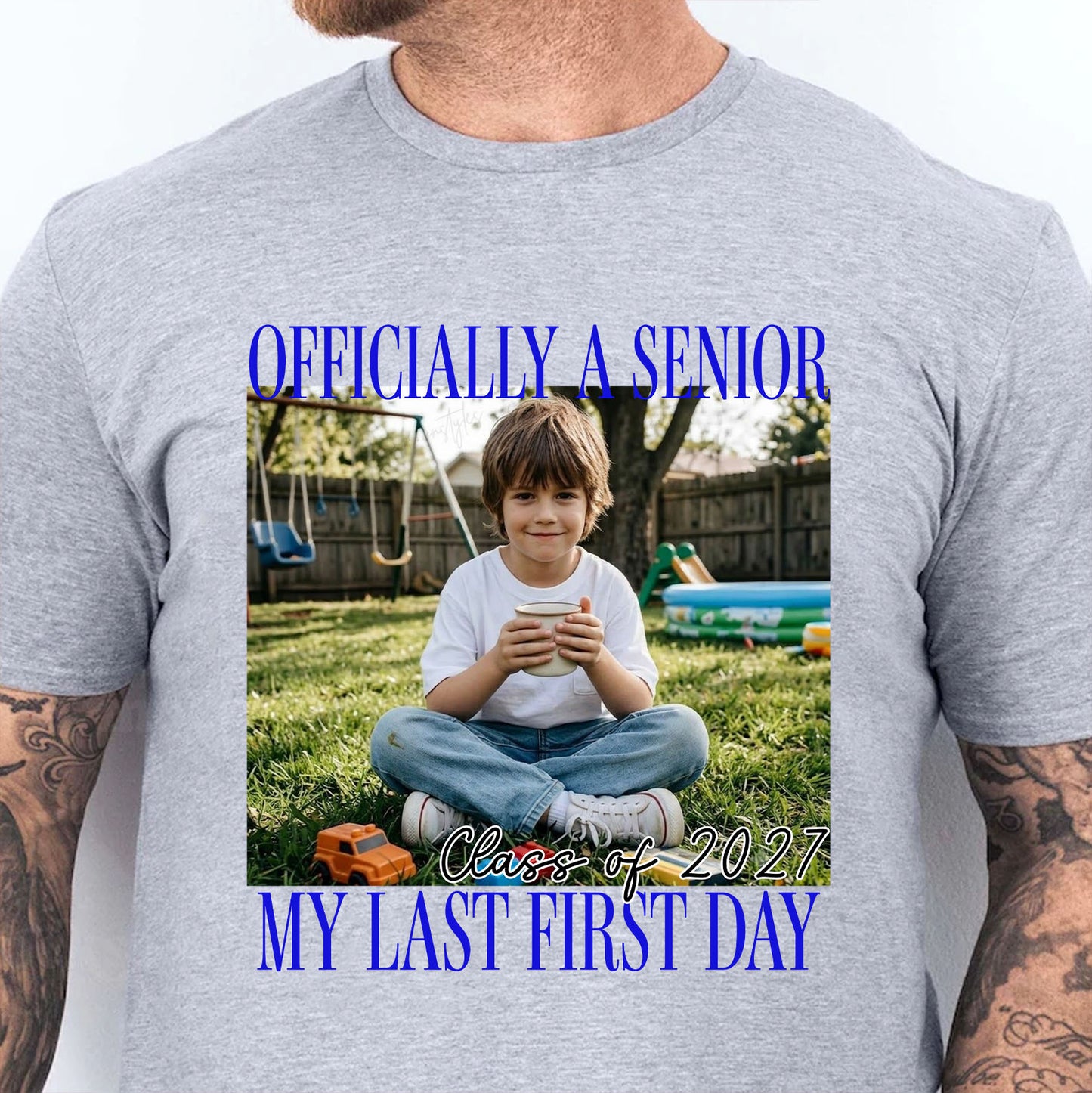 Custom Photo Senior 2027 Bright Shirt, Personalized Vintage Class of 2027 Tee, Last First Day Graduation Gift 685728