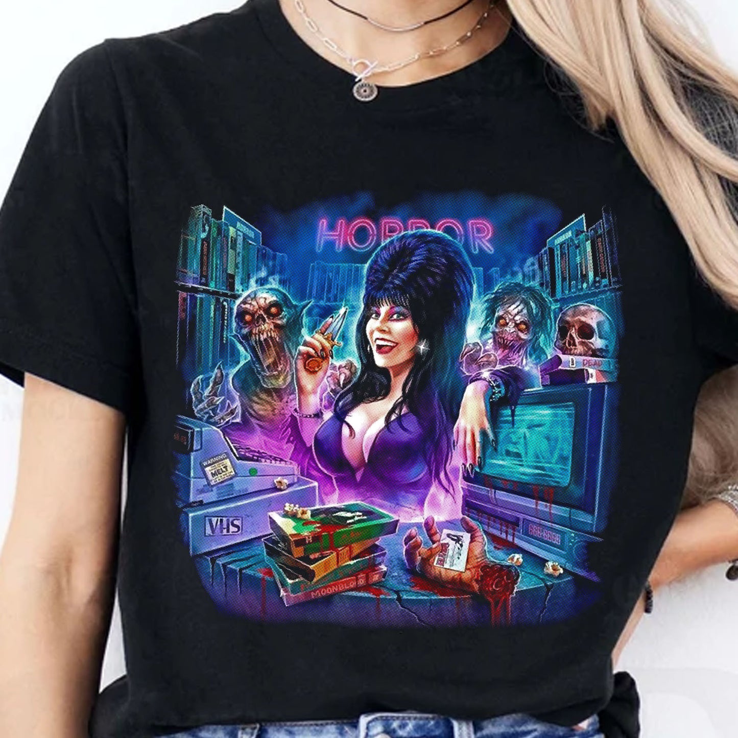 Elvira Mistress of the Dark Halloween Shirt, Retro 80s Horror Movie Shirt, Vintage Halloween Tee 683308-5