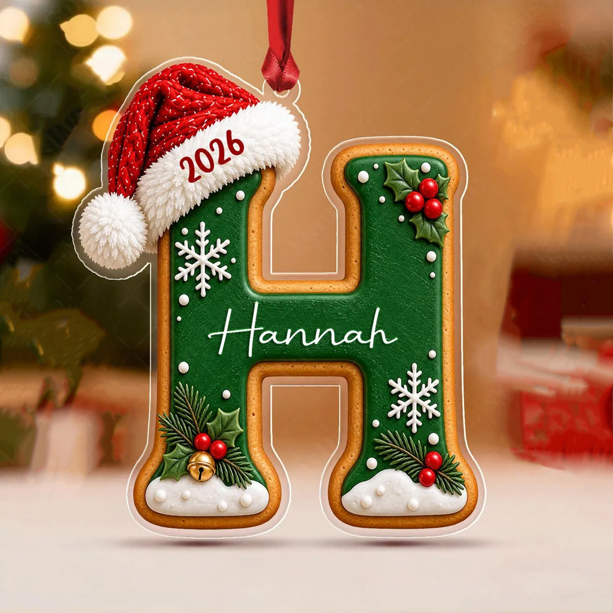 Personalized Gingerbread Letter Acrylic Ornament, Custom Name Initial Christmas Ornament 686637 WFD