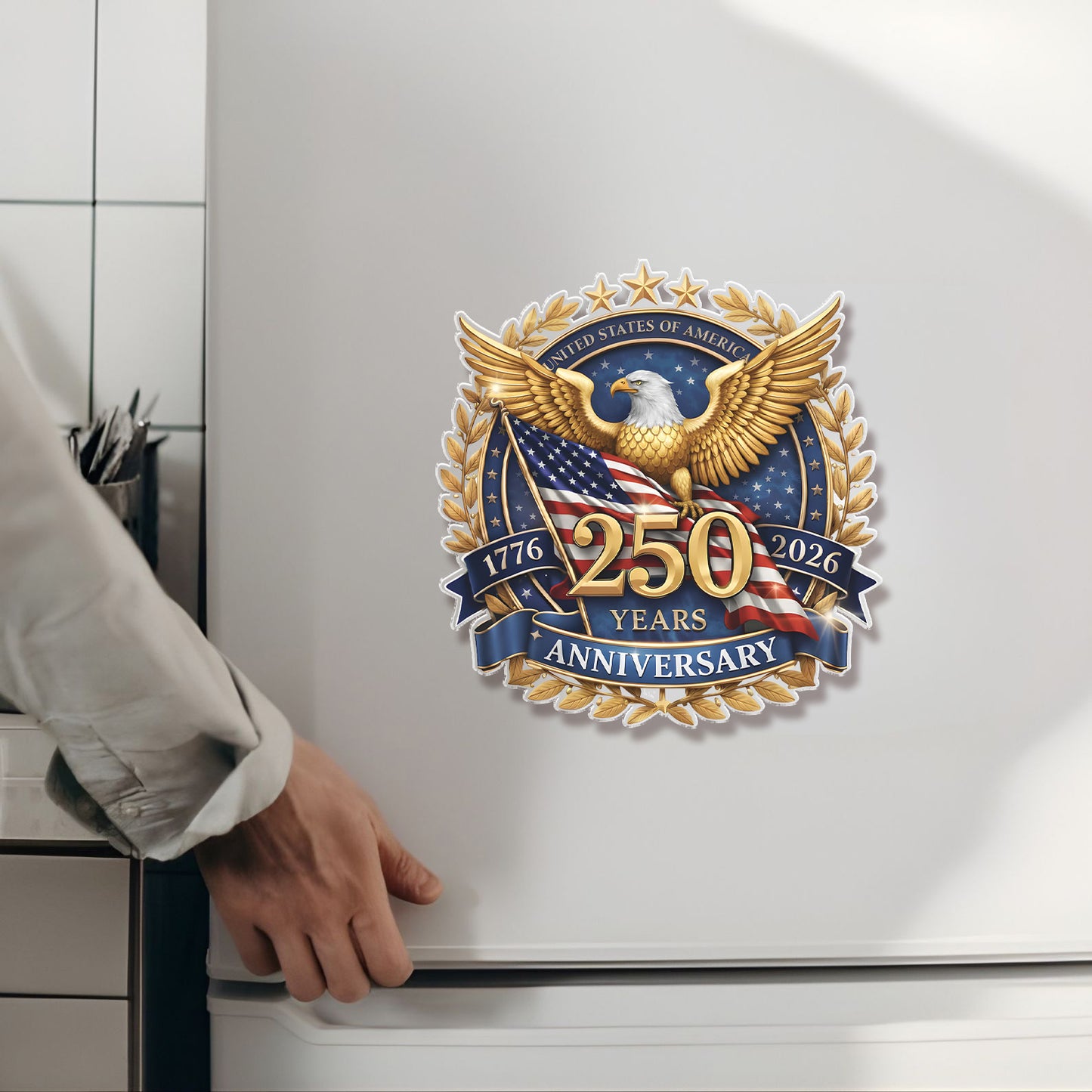 USA 250 Years Anniversary Fridge Magnet, 4th of July 1776–2026, Patriotic Eagle US Flag Fridge Magnet 684223