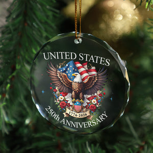 United States 250 Years Anniversary Glass Ornament | Patriotic 1776–2026 Christmas Ornament Decoration 683330