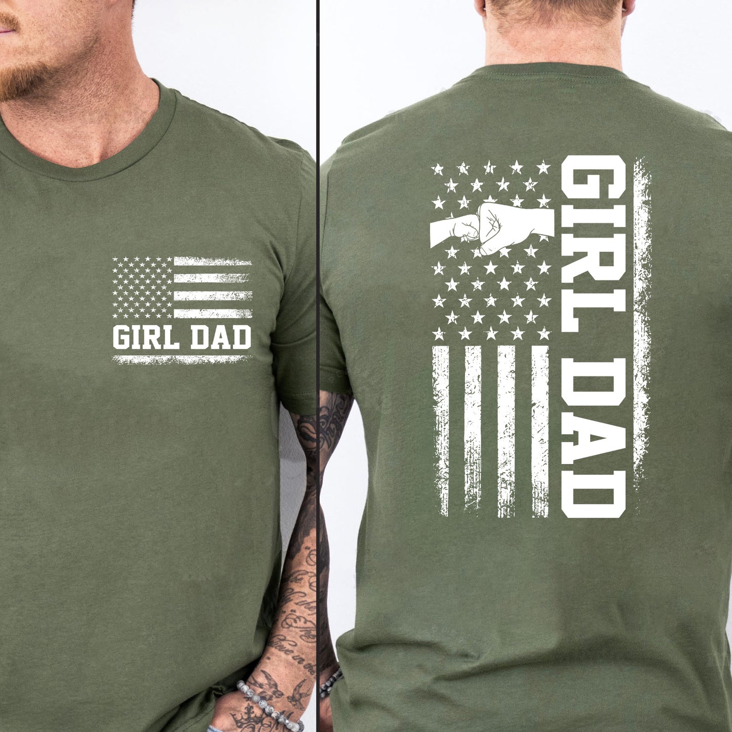 Girl Dad American Flag Pocket & Back Shirt, Cool Dad Club Graphic Tee, Trendy Dad Shirt, Father’s Day Gift For Dad 685083