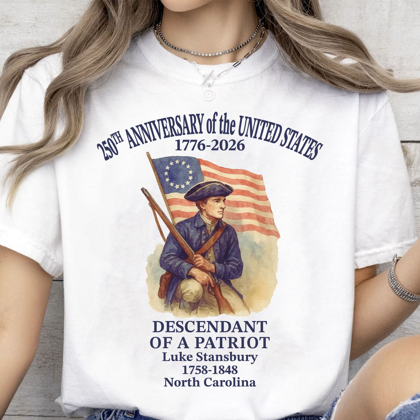 Personalized 250 Years of America Shirt, Custom Name Descendant of a Patriot, Patriotic 1776–2026 Tee 684228