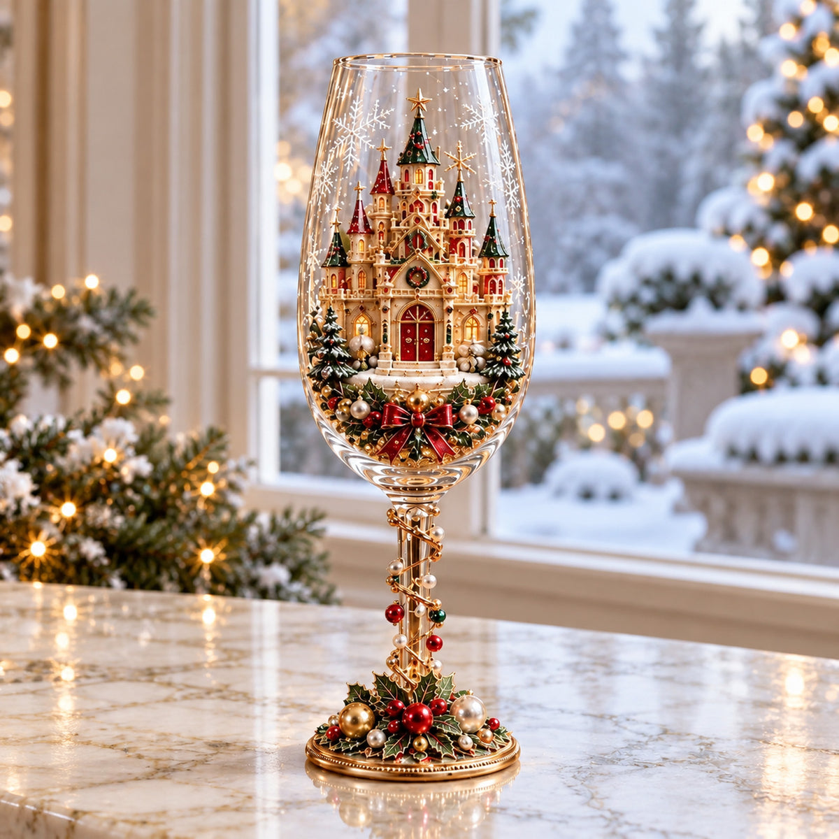 Christmas Stemless Champagne Glasses Set, Festive Holiday Drinking Glasses, Christmas Gift Set 686696 WFD
