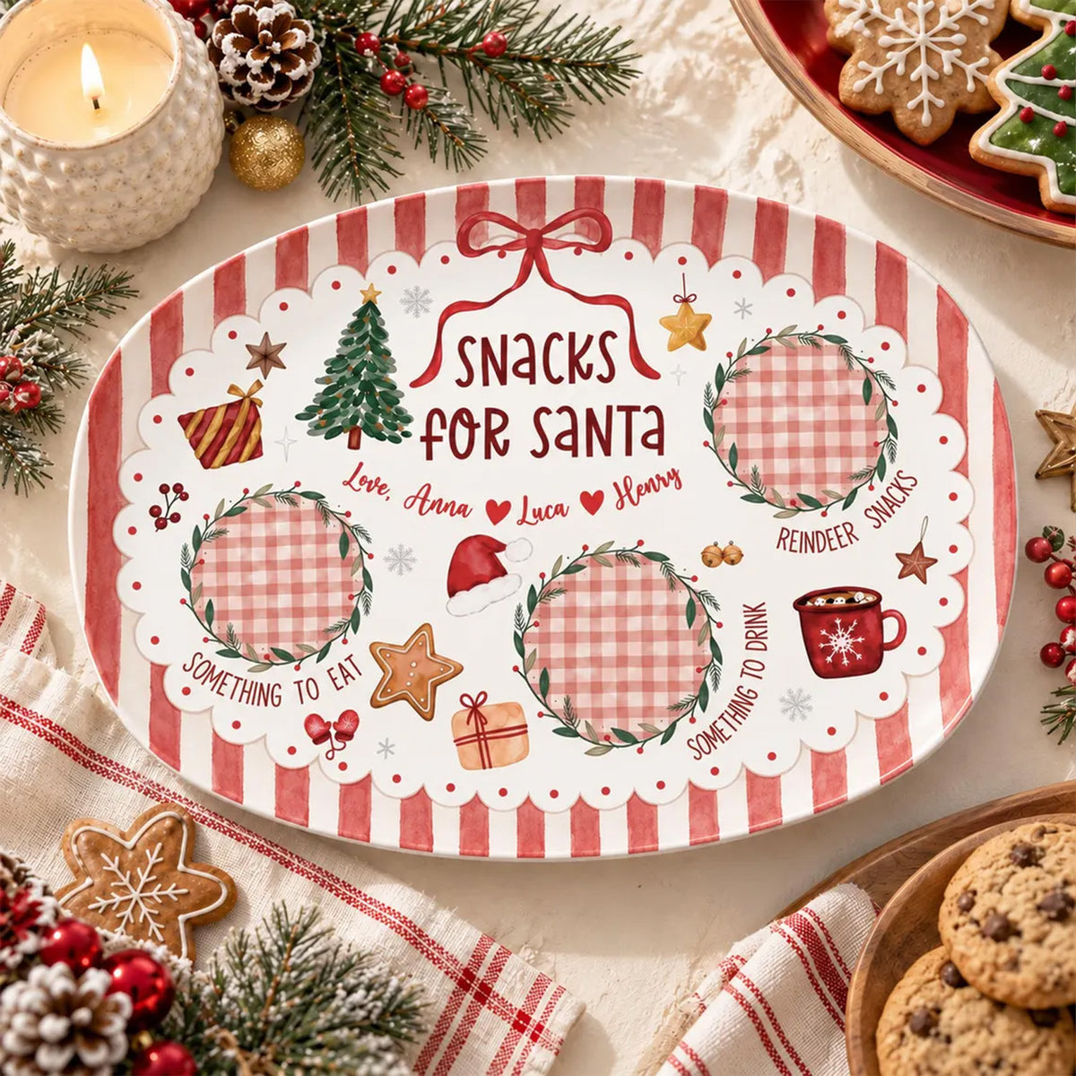 Personalized Cookies for Santa Plate, Custom Family Names Christmas Snack Platter, Family Christmas Gift 686896 WFD