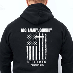 God Family Country Charlie Kirk Shirt | Justice Charlie Kirk Memorial Backside Shirt 683003