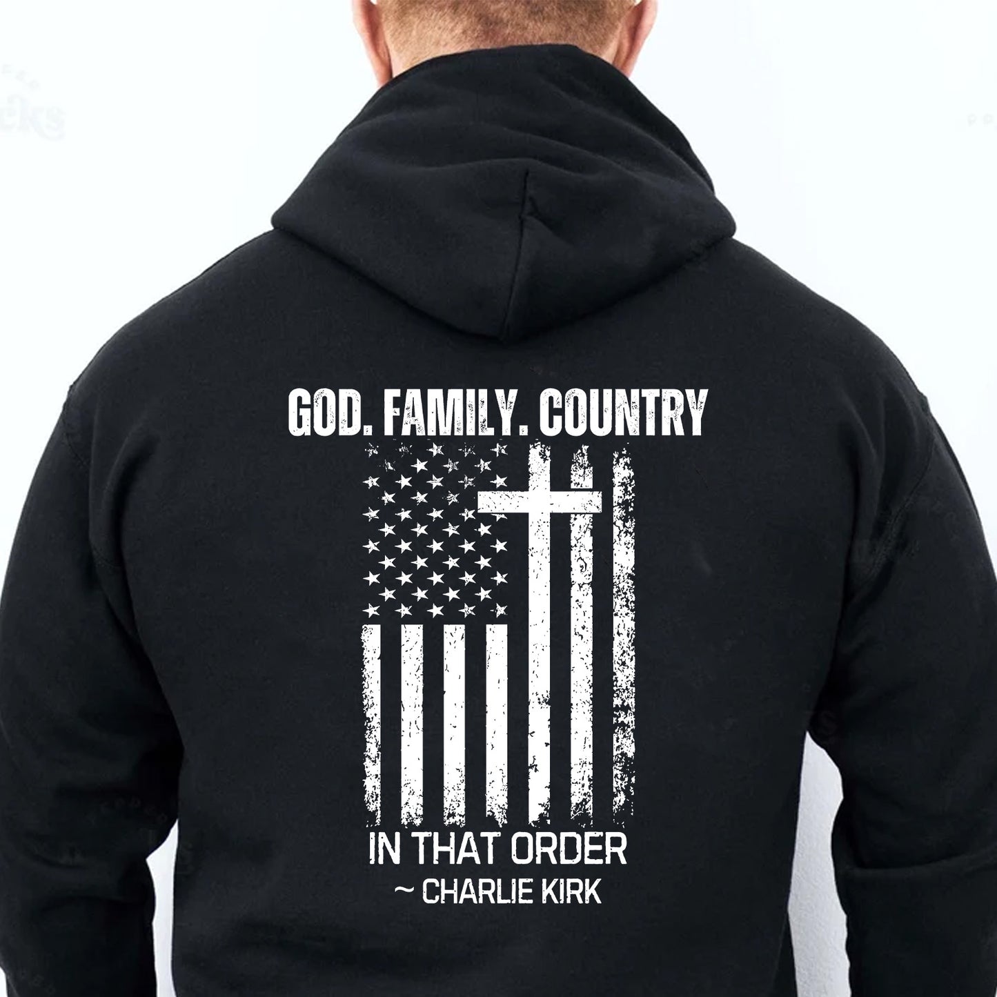 God Family Country Charlie Kirk Shirt | Justice Charlie Kirk Memorial Backside Shirt 683003
