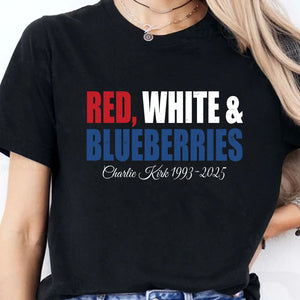 Red White & Blueberries Charlie Kirk Memorial Freedom Shirt | Charlie Kirk Dark T-Shirt | Justice for Charlie Kirk shirt 683028