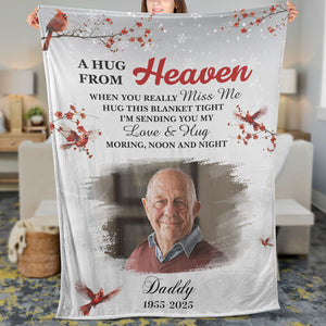 A Hug Sent From Heaven When You Really Miss Me, Personalized Memorial Blanket, Memorial Custom Photo Blanket, Remembrance Gift- 681952
