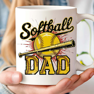 Softball Dad Mug | Game Day Coffee Cup for Sports Dad, Coach | Father’s Day Gift for Husband, Senior Night Mug 682252