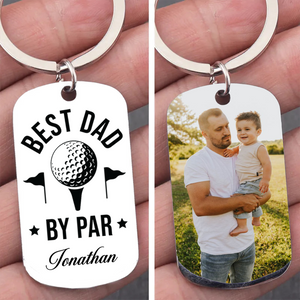 Personalized Best Dad By Par Golf Keychain – Custom Photo Keychain | Father's Day Gift, Golf Lover Gift for Him 682276