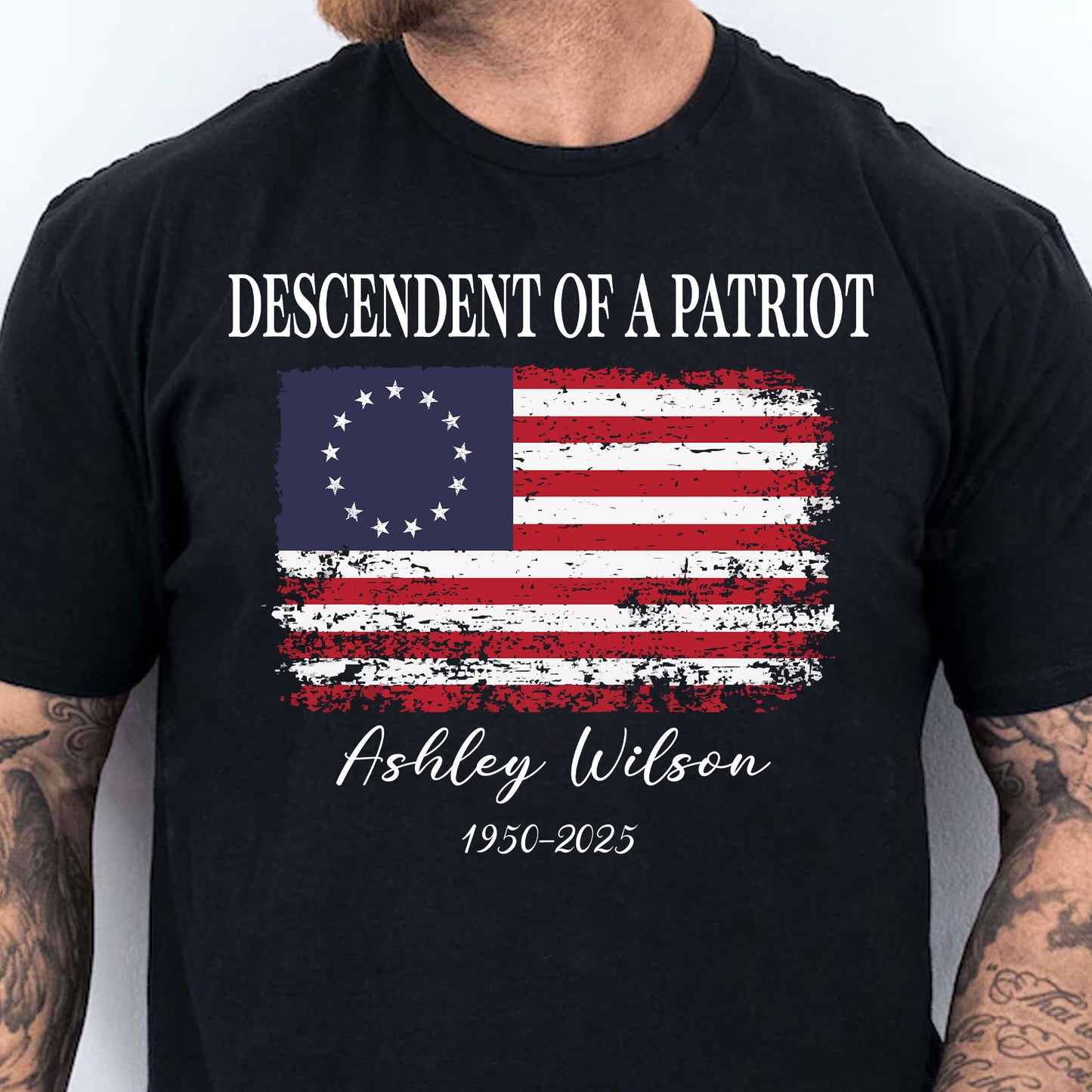 Personalized Descendent of A Patriot Dark Shirt | Happy 250th Birthday USA Shirt | Patriotic 4th Of July 1776 - 2026 T-Shirt | America 250th Anniversary | Independence Day Shirt 682742