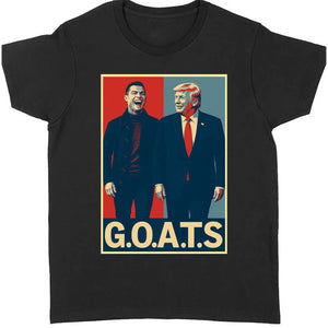 Trump and Ronaldo GOATS Dark Shirt | Funny MAGA CR7 Meme Tee | Political Trump Pop Art Shirt 683727 - GOP