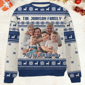Personalized Photo Upload Family Ugly Sweater | Custom Family Photo Christmas All-Over-Printed Sweatshirt 683488