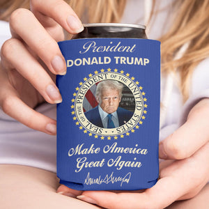 President Donald Trump Can Cooler | US Patriotic Pride Can Holder | MAGA Can Sleeve For Drinks 682407 - GOP