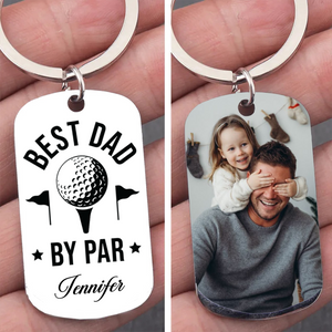 Personalized Best Dad By Par Golf Keychain – Custom Photo Keychain | Father's Day Gift, Golf Lover Gift for Him 682276