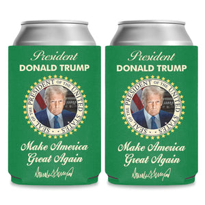 President Donald Trump Can Cooler | US Patriotic Pride Can Holder | MAGA Can Sleeve For Drinks 682407 - GOP