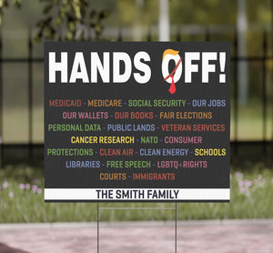 Personalized Hands Off Yard Sign – Progressive Political Yard Sign for Social Justice and Free Speech Advocacy, 8647 Anti Trump 682186