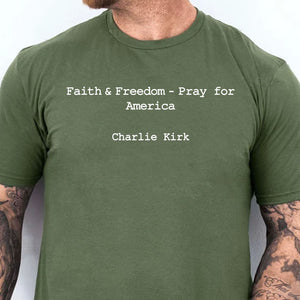 Charlie Kirk Dark Shirt | Faith & Freedom Pray for America Dark Shirt | Faith Based Unisex Tee | Human Rights Shirt 683024
