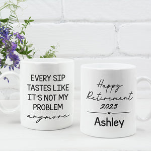 Personalized Retirement Coffee Mug, Custom Retirement Gift For Boss Coworker, Happy Retirement White Mug Accent Mug 683199