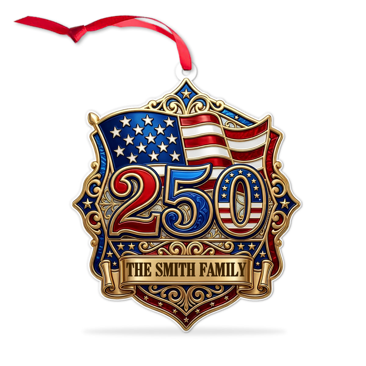 250 Years of Freedom Acrylic Ornament, Custom Family Name Celebrate USA 250th Anniversary Ornament 686392