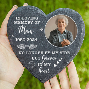 No Longer By My Side Forever In My Heart Stone, Personalized Photo Memorial Stone, Gifts For Loss of Loved One 681986