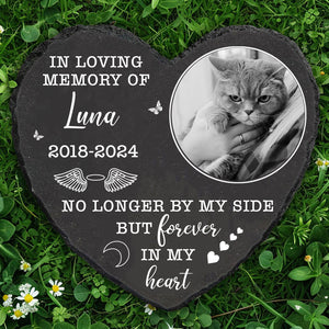 No Longer By My Side Forever In My Heart Stone, Personalized Photo Memorial Stone, Gifts For Loss of Loved One 681986