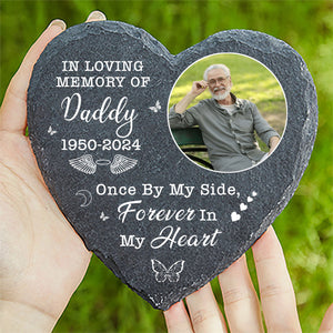 Once By My Side Forever In My Heart Stone, Personalized Photo Memorial Stone, Gifts For Loss of Loved One 682015