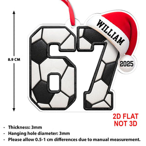 Custom Name 6 7 Soccer Acrylic Ornament | Personalized Trending 6 7 Meme Sports Christmas Ornament 683656
