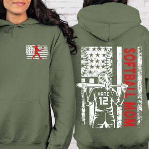 Custom Softball Mom Shirt | Personalized Custom Name and Number T-shirt | Gift for Mom | Gift for Wife | Front & Back Shirt 682436