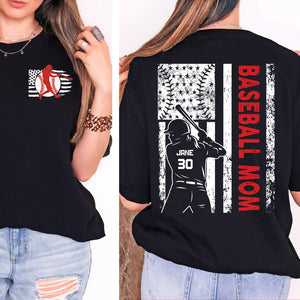 Custom Baseball Mom Shirt | Personalized Custom Name and Number T-shirt | Gift for Mom | Gift for Wife | Front & Back Shirt 682241