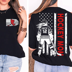 Custom Hockey Mom Shirt | Personalized Custom Name and Number T-shirt | Gift for Mom | Gift for Wife | Front & Back Shirt 682441