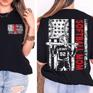 Custom Softball Mom Shirt | Personalized Custom Name and Number T-shirt | Gift for Mom | Gift for Wife | Front & Back Shirt 682436