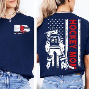 Custom Hockey Mom Shirt | Personalized Custom Name and Number T-shirt | Gift for Mom | Gift for Wife | Front & Back Shirt 682441