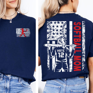 Custom Softball Mom Shirt | Personalized Custom Name and Number T-shirt | Gift for Mom | Gift for Wife | Front & Back Shirt 682436