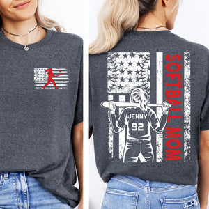 Custom Softball Mom Shirt | Personalized Custom Name and Number T-shirt | Gift for Mom | Gift for Wife | Front & Back Shirt 682436
