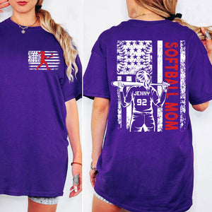 Custom Softball Mom Shirt | Personalized Custom Name and Number T-shirt | Gift for Mom | Gift for Wife | Front & Back Shirt 682436