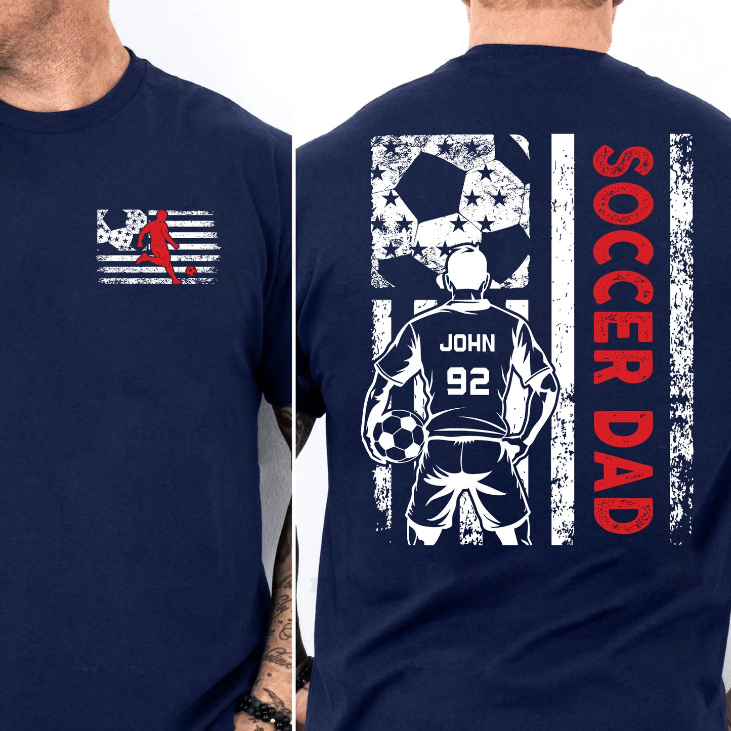 Custom Soccer Dad Shirt | Personalized Custom Name and Number T-shirt | Father's Day Dark Shirt Gift | Gift for Dad | Gift for Husband | Front & Back Shirt 682442