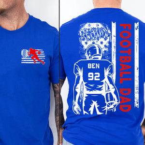 Custom Football Dad Shirt | Personalized Custom Name and Number T-shirt | Father's Day Dark Shirt Gift | Gift for Dad | Gift for Husband | Front & Back Shirt 682437