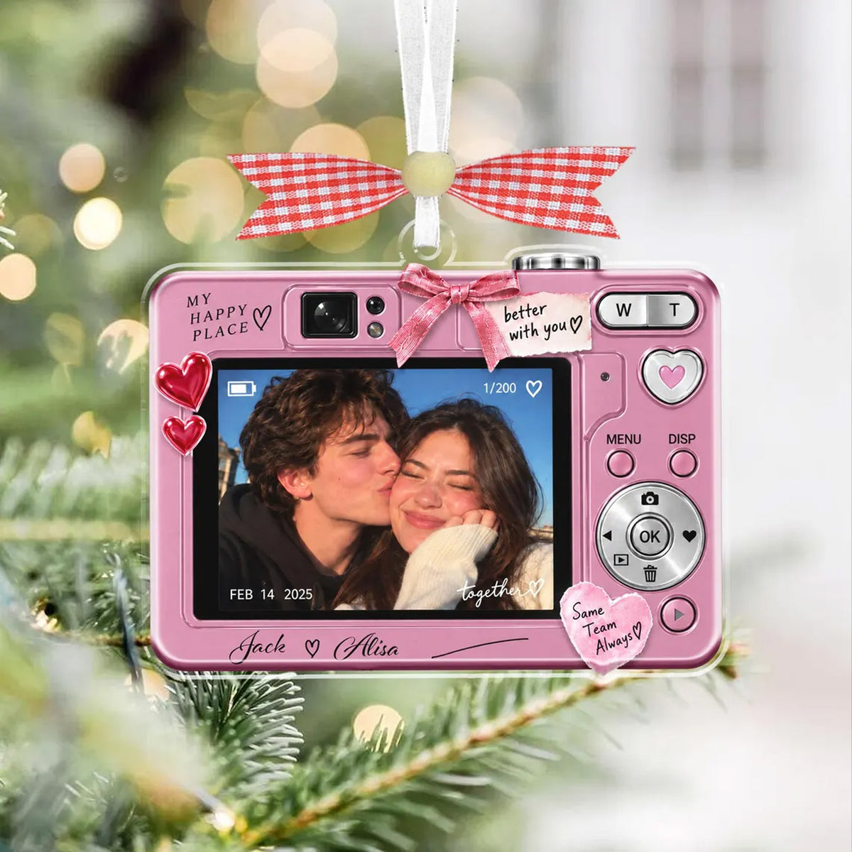 Custom Photo Couple Digital Camera Acrylic Ornament, Personalized Christmas Ornament, Gift for Couple 686517 WFD